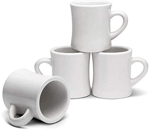 Serami Original 11oz White Diner Coffee Mug Set - Ceramic Mugs Great for Kitchen Set, Travel, and Hot Tea, Retro Waffle House Farmhouse Mug with Handle, Heavy Duty Coffee Cups (4 Pack) - size: 4 Count (Pack of 1)