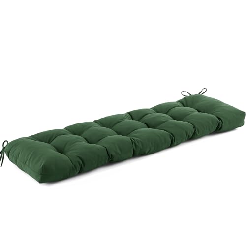 IASEAHK Outdoor Bench Cushion 48x18x5 Inch, Waterproof & Fade-Resistant Patio Furniture Cushions, Tufted Memory Foam Indoor/Outdoor Cushions for Couch Swing with Non-Slip Backing&Straps, Forest Green - color: Forest Green, size: 48x18x5 Inch