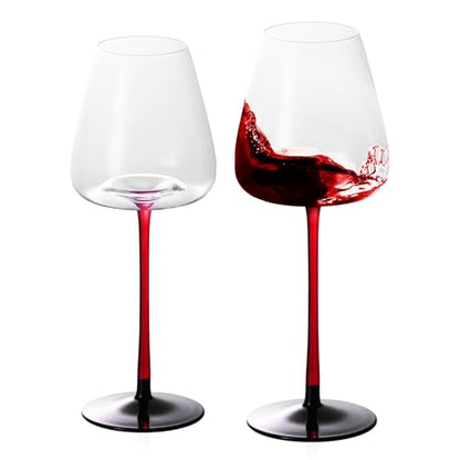 KAMMAK Crystal Red Wine Glasses Set of 2, 11.49 oz Stemmed Glasses, XY019 | Hand Blown, Bordeaux Wine Glasses, Thin Rim & Long Stem, Red & White, Daily Use, Wedding or Birthday Gift for Women - size: 8KPDSXY019