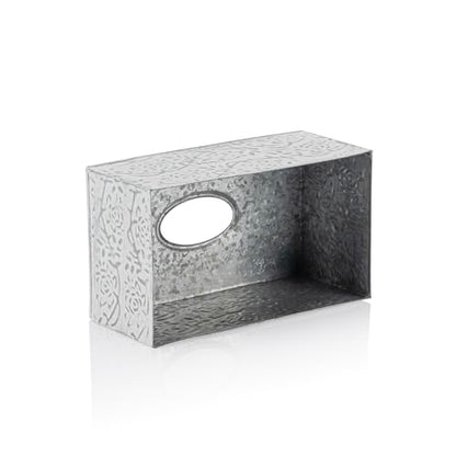 Modern Farmhouse Decorative Tissue Box Holder - Distressed White, Rustic Metal Design for Bathroom - size: Rectangle