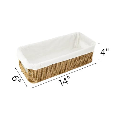 YRMT Rattan Toilet Tank Basket Toilet Paper Storage Baskets for Bathroom Handwoven Toiletry Countertop Organizer Water-Resistant Home Decor 14" x 6" x 4" (Rattan)