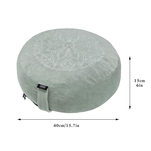 Meditation Cushion,Comfortable Floor Pillow, Memory Foam Fill in Meditation Pillow with Velvet Cover,Floor Cushion Seating for Adults,Premium Yoga Bolster (Grey)