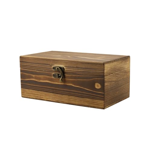 KUMGROT Wooden Box With Hinged Lid - Writable Vintage Gift Box | Handmade Solid Wood Storage for Photos, Jewelry, Coins, Cards - 7.9" x 4.5" x 2.8", Brown - style: Large Rectangular