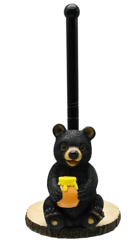 Bear Paper Towel Holder Countertop -Kitchen Counter Accessories | Resin Decorative Paper Towel Holders,Farmhouse Kitchen Decor,Gifts for Bear Lovers - color: Black