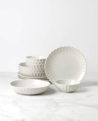 Lenox French Perle Scallop White Dinnerware Plate and Bowl Set, 12-Piece | dishwasher safe, microwave safe | plates and bowls sets for kitchen and dining | 11 inch plate, dish set - style: 12-Piece Dinnerware Set (Bowls)