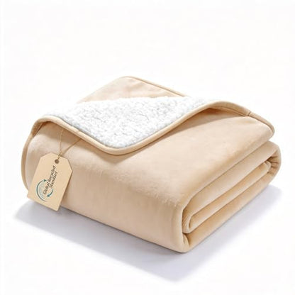 gogobunny Waterproof Bed Blanket, Reversible Sherpa Fleece Throw Blanket for Dog Puppy Cat, Furniture Cover Protects Bed Couch Sofa from Liquid Pee and Pet Fur (Beige, 25x35 inches) - color: Beige, size: 25x35 inches