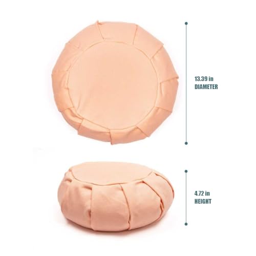 Myga Zafu Yoga Meditation Cushion with Washable Cover - Floor Cushion Pillow with Natural Buckwheat Filling - Soft Round Cotton Design for Meditating or Pranayama Exercises - color: Pink