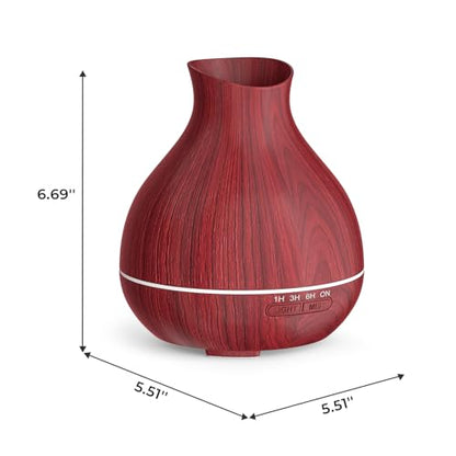 Aromatherapy Essential Oil Diffuser 550ml 12 Hours Wood Grain Aroma Diffuser with Timer Cool Mist Humidifier for Large Room, Home, Baby Bedroom, Waterless Auto Shut-off,7 Colors Lights Changing - color: Rosewood