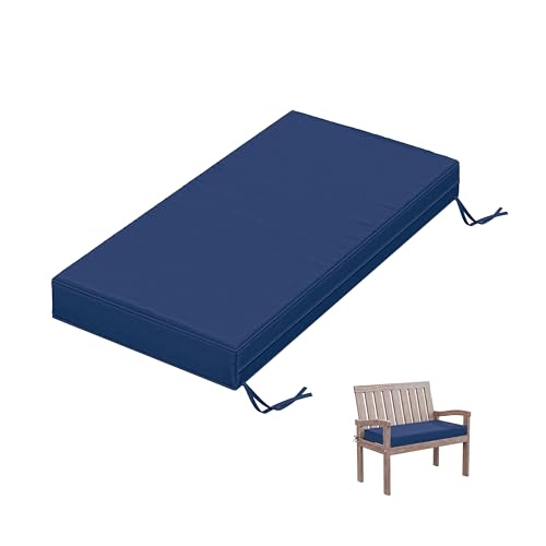 Outdoor Bench Cushion 36 X 18 X 3.5 Inch Thick Waterproof Patio Furniture Cushions, Patio Porch Swing Replacement Seat Pad with Tie Straps and Anti-Slip, for Backyard Garden, Blue - color: Blue, size: 36 x 18 x 3.5 in