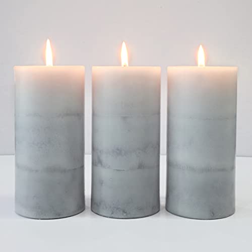 CRYSTAL CLUB White Pillar Candles, Aromatherapy Scented Candles, Set of 3 Tall 3x6 Inch Rustic Grey Candles, Clean Burning and Dripless Candle Lights, Creamy Coconut Scented for Home Décor | Aromatherapy Scented Candles, Clean Burning and Dripless Candle