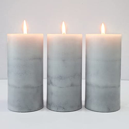 CRYSTAL CLUB White Pillar Candles, Aromatherapy Scented Candles, Set of 3 Tall 3x6 Inch Rustic Grey Candles, Clean Burning and Dripless Candle Lights, Creamy Coconut Scented for Home Décor | Aromatherapy Scented Candles, Clean Burning and Dripless Candle
