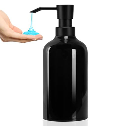 Ceramic Soap Dispenser Bathroom, 16.9oz Hand Soap Dispenser for Kitchen, Hotel - color: Black-black, size: 1pcs