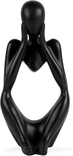 Creative Resin Thinker Minimal Abstract Art Sculpture Statue Figurines Home Office Bookshelf Desktop Decor (Black, Focus, Small) - color: Black, size: Focus, Small