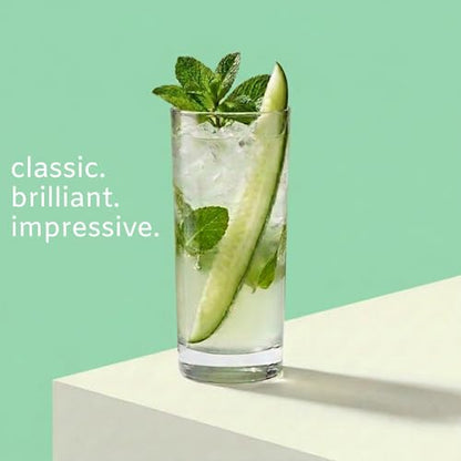 Godinger Highball Drinking Glasses, Italian Made Tall Glass Cups, Water Glasses Drinking Set, Cocktail Glasses - 14oz, Set of 4, Made In Italy | Premium quality 14oz drinking glasses set of 4, cocktail glasses, soda, juice, or everyday use, lead-free, dis