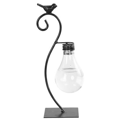 Hydroponic Vase, Retro Tabletop Plant Propagation with Metal Holder, Air Planter Plastic Bulb Vase for Home Garden Office Decoration