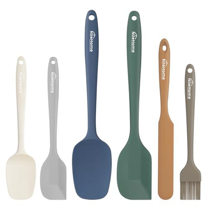NileHome 6 Pieces Silicone Spatula Set with Silicone Brush,Forest Style | Food-Grade Material,Heat Resistant Up to 600°F,Dishwasher Safe,BPA-Free - color: Forest Style