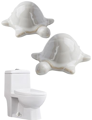 FKOG White Ceramic Sea Turtle Toilet Floor Bolt Caps, Sea Turtle Toilet Bolt Covers, Universal Fit and EASY INSTALLATION Toilet Replacement Parts Accessory Cute Bathroom Decor (white 2) - color: white 2