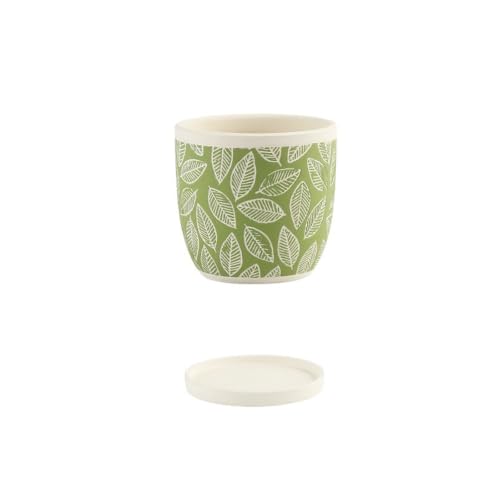 yeyo Elegant Ceramic Planters with Drain Hole and Saucer Decorate Home Office Outdoor House Plants for Balcony(Green) - color: Green
