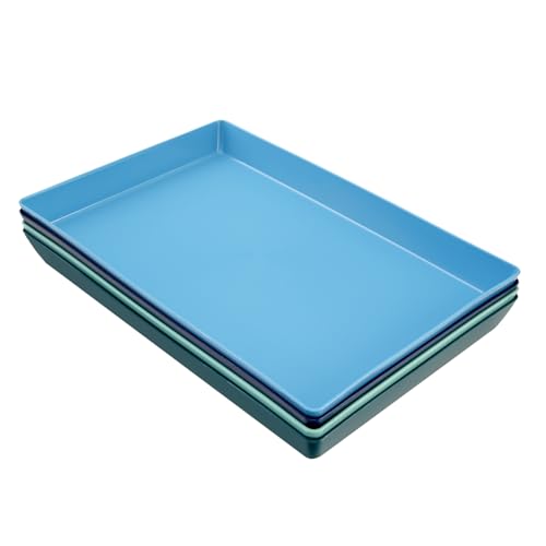 US Acrylic Coastal Plastic Serving Trays (Set of 4) 15” x 10” | Large Unbreakable Reusable Rectangular Party Platters | Serve Appetizers, Fruit, Veggies, & Desserts | BPA-Free & Made in USA - color: Coastal, size: 15" x 10"