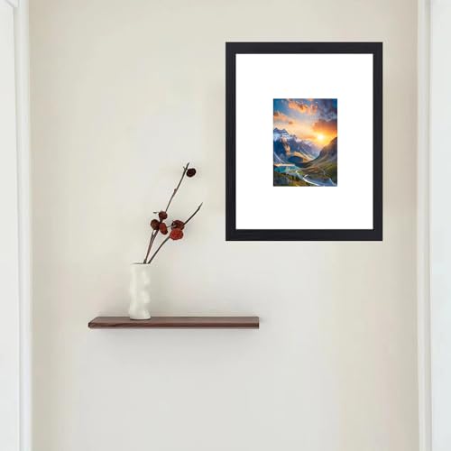 16x20 Picture Frame Set of 3, Display Pictures 8x10 with Mat or 16 x 20 Without, Wall Gallery Poster Frames, Black - color: black-13