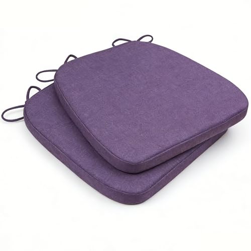 GIBZ Outdoor Chair Cushions 17"x16"x2" with Ties Set of 2 Purple | Waterproof Chairs Cushion U-Shaped Seat Pads Washable Casual for Yard Lawn Patio - color: Purple