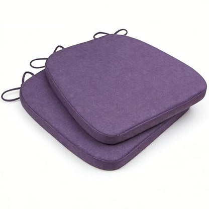 GIBZ Outdoor Chair Cushions 17"x16"x2" with Ties Set of 2 Purple | Waterproof Chairs Cushion U-Shaped Seat Pads Washable Casual for Yard Lawn Patio - color: Purple