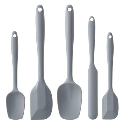 Silicone Spatula Set,5 Piece Food Grade Rubber Spatulas,Grey | Spatulas Silicone Heat Resistant for Baking,Cooking,and Mixing High Heat Resistant Non Stick Dishwasher Safe BPA-Free - color: Gray