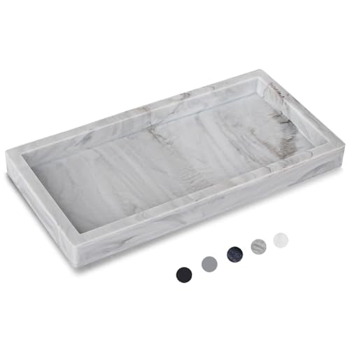 Silicone Bathroom Vanity Tray Dish Soap Holder Sink Organizer, Marble Grey | Small, Thickened Silicone, Easy to Clean, Waterproof, Non-Slip, for Countertop, Kitchen, Bedroom, Dresser - color: Marble Gray, size: 7.9" x 4.0"