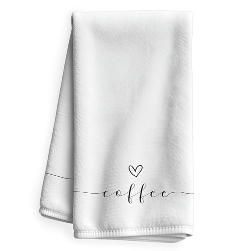 WFSM Coffee Decor Kitchen Towels - Bar Dish Towels, Gifts for Coffee Lovers, 1624 Inches (Extra Cotton) - color: Coffee White