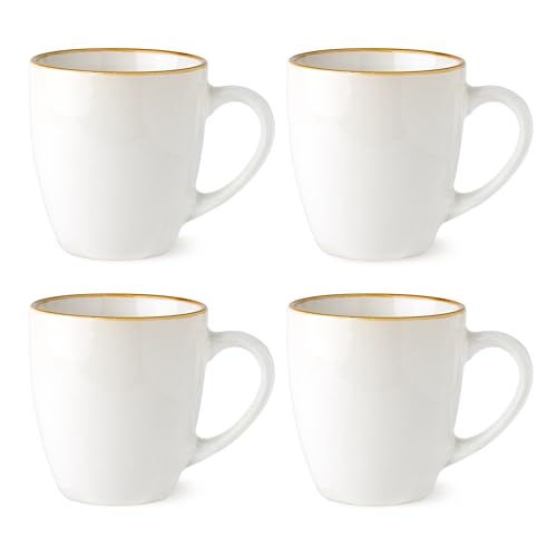 GBhome Ceramic Coffee Mugs Set of 4, 12oz Stoneware Coffee Mugs Set For Dad Mom Women MEN, Light Weight Ceramic Coffee Cups for Latte/Tea/Beer/Hot Cocoa, Dishwasher & Microwave Safe - color: Pearl White, size: Set of 4