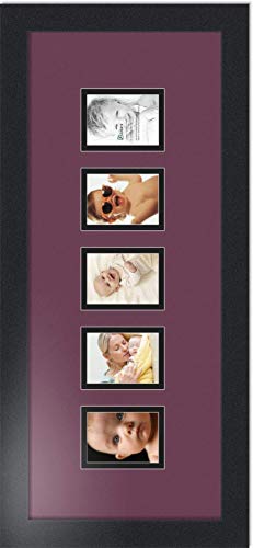 ArtToFrames Collage Photo Frame Double Mat with 5-2.5x3.5 Openings with Satin Black Frame and Ruby mat. - color: Ruby, size: 2.5x3.5