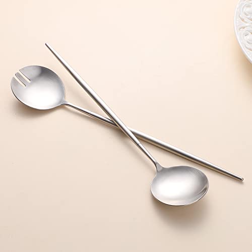 Salad Servers,Spoon and Fork Set 11.41 inch,18/10 Stainless Steel Salad Serving Silver - color: silvelr