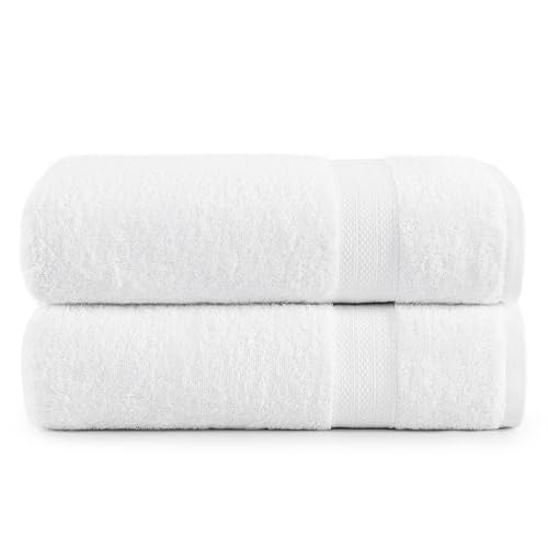 LANE LINEN Bath Sheet Set 2 Pack Oversized Soft Absorbent Quick Dry - White | Cotton Bath Sheets - Oversized & Roomy, Lightweight & Breathable, Fade-Resistant Color, Classic Terry Weave, Densely Woven - color: 02: White, size: 2 Piece Bath Sheets