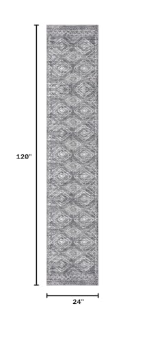 KILOCOCO Hallway Runner 2x10 ft Washable Runner Rug Non Slip, Grey | Low-Pile Entryway Runners, Rubber Backed Runner Rug, Printed Kitchen Runner Rug, Soft Geometric Rugs for Hall Living Room - color: Grey, size: 2' x 10' (Runner)