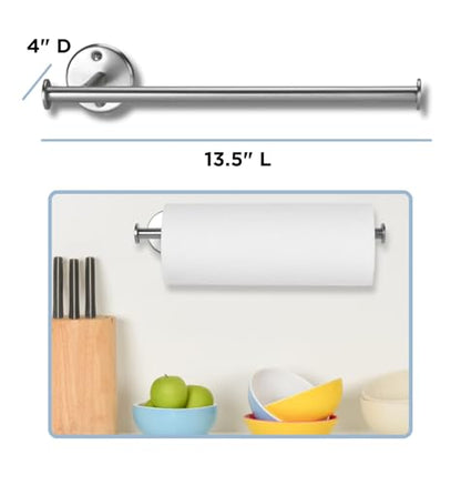 Paper Towel Holder Wall Mount - Under Cabinet Paper Towel Holders - Anti-Rust, Mounts On Wall or Cabinet, Vertically or Horizontally, Durable, Premium Elegant Design- Quick and Easy Installation | Anti-Rust, Mounts On Wall or Cabinet, Vertically or Horizo