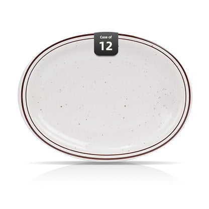 Stoneware Narrow Rim Brown Speckle, Oval Platter 13.5" x 10.5", Case of 12 - color: Brown Speckle, size: Platter 13.5" x 10.5"