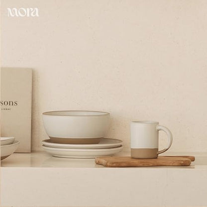 MORA Medium Mugs Set of 4, 16oz Ceramic Pottery Latte Mugs/Coffee Cups - Microwave and Dishwasher Safe - Oat - color: Oat
