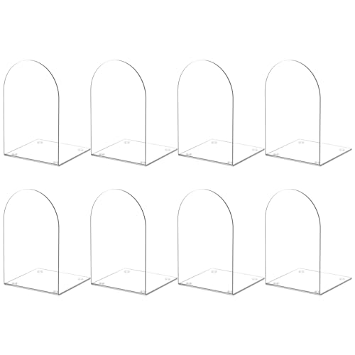 Acrylic Bookends 8 Pieces, Book Ends for Shelves, Clear Bookends for Book Shelves and Desktop Organizer, Transparent Shlef Book Stopper for Home Office Supplies - style: 8 Pieces Acrylic Bookends