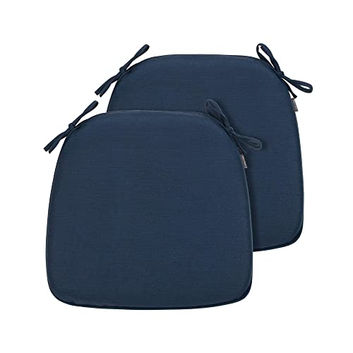 Magpie Fabrics Outdoor U-Shape Chair Cushions with Ties (Navy) | 17"x16"x2" Set of 2, Waterproof All Weather Seat Pads Decoration for Patio Garden Furniture Home Office - color: Navy, size: Set of 2