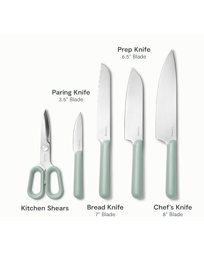 Caraway 14-Piece Kitchen Prep Tool Set with Knives & Utensils | Knife Set & Wooden Utensil Set, Made with Premium German Steel Blades & FSC-Certified Birch Wood, Non-Toxic Materials, Mist - color: Mist