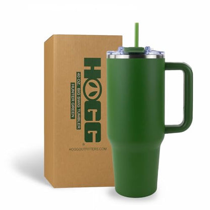 Hogg Big Swig 40oz Tumbler with Handle and Straw - Hunter Green, 40 oz Tumbler, Insulated Cup with Handle, 40oz Water Bottle with Straw, Thermal Cups, Leak Proof Lid, Travel Mugs, Stainless Steel - color: Hunter Green