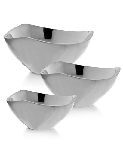 nambe Tri-Corner Olive Bowl | Chilled Serving Dish for Side Dishes, Pasta, Fruit, and Guacamole | Prep-Ahead-Bowl Can Be Heated or Chilled | 6-Inch | Made of Metal Alloy (Silver) - size: 6-Inch