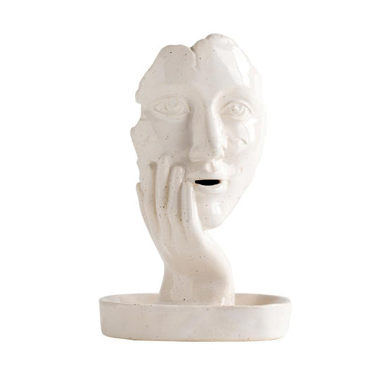 White Women Face Backflow Incense Burner Holder for Sticks Cones | Smoke Head Waterfall Incense Cones Holder,Back Flow Hand Stick Holder,Female Statue,Art Figurine,Home Decoration,Ornaments - color: Black