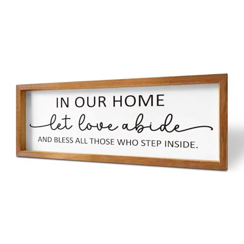 ENGVZ let love Abide Wood Picture Frame Rectangular Wall Decor | Rustic Solid Wooden Sign, Tabletop or Hanging Display, Warm Home Love and Blessings Theme, Entryway Decorations - color: Family 11