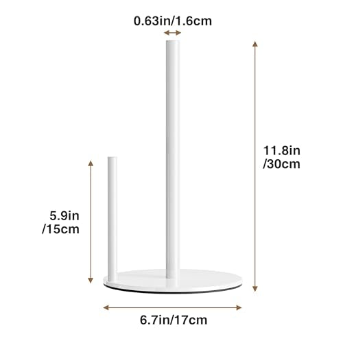 Paper Towel Holder White Stainless Steel Kitchen Countertop Roll Organizer | Standing Paper Towel Holders Roll Dispenser Simple White Weighted Base - color: White