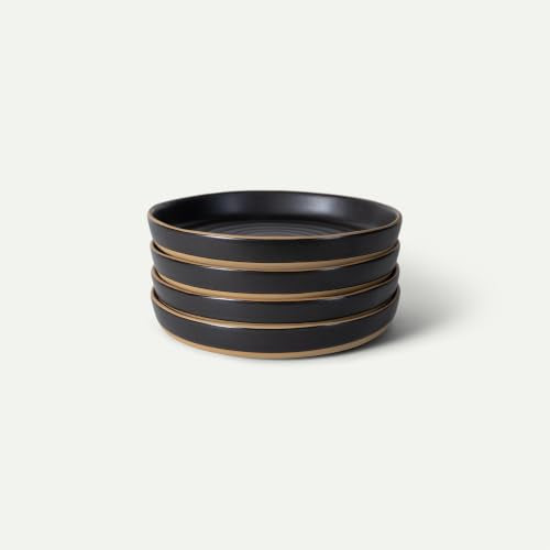 Mora Medium Dishes Set of 4, 35oz Ceramic Pottery Pasta Plate/Wide Bowls - Microwave, Oven and Dishwasher Safe - Night - color: Night
