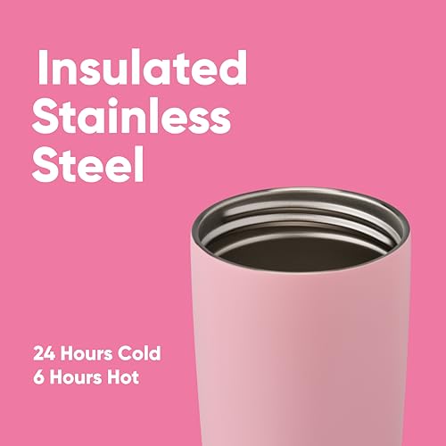 Owala SmoothSip Slider Insulated Stainless Steel Coffee Tumbler, Reusable Iced Coffee Cup, Hot Coffee Travel Mug, BPA Free 20 oz, Pucker Up - color: Pucker Up, size: 20 Ounces, style: No Handle