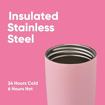 Owala SmoothSip Slider Insulated Stainless Steel Coffee Tumbler, Reusable Iced Coffee Cup, Hot Coffee Travel Mug, BPA Free 20 oz, Pucker Up - color: Pucker Up, size: 20 Ounces, style: No Handle