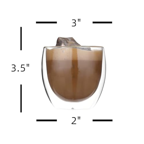 LEMONSODA Double Walled Glasses, 8.5 oz Set of 4 Clear Glass Coffee Mugs - color: 8.5oz