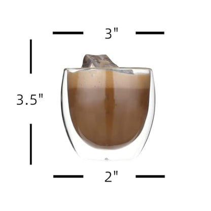 LEMONSODA Double Walled Glasses, 8.5 oz Set of 4 Clear Glass Coffee Mugs - color: 8.5oz
